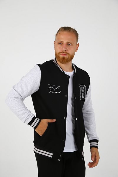 DAKSEL Мъжко колежанско яке BRG Black-Melange Regular Fit