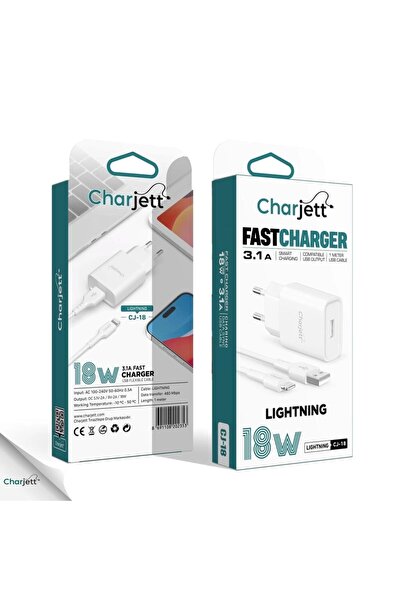 CHARJETT 3.1A 18 Watt Süper Hızlı iOS Lightning Giriş Seyahat Şarj Seti