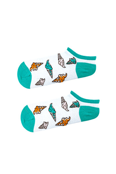 CARNAVAL SOCKS Πολύχρωμες αθλητικές κάλτσες με μοτίβο παγωτού σε λευκό χρώμα