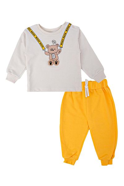 Bebelop Baby Boy Inflatable Bear Appliqued 2-Piece Bottom Top Tracksuit Set
