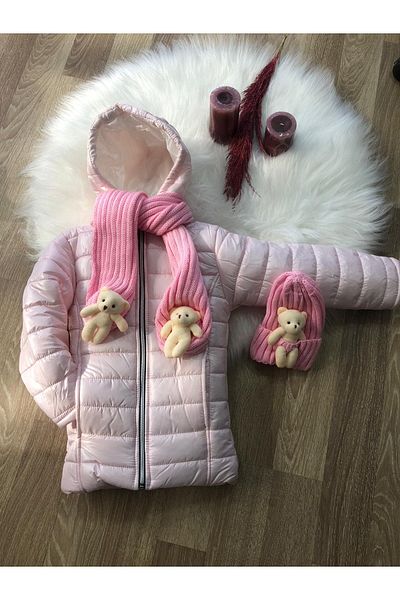 EXTRAÇARŞI Girl's Water and Windproof Beret Scarf Jacket Age 6/10