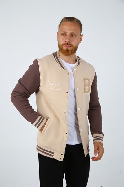 DAKSEL Ανδρικό μπουφάν BRG Beige-Brown College Regular Fit