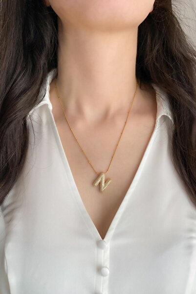 DEMOKAN قلادة نسائية من الفولاذ بحجر الزركون على شكل بالون