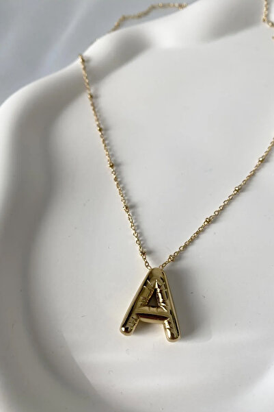 Fubena Altın Renk Bubble A Harf Çelik Kolye