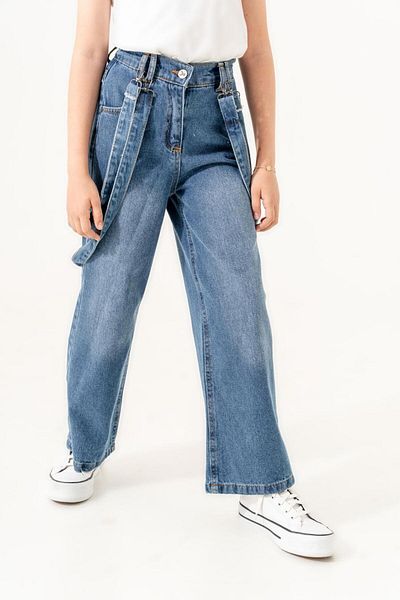 GİYİCEM Girl's Strap Detailed Jeans