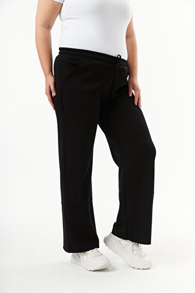 RMG Μαύρο παντελόνι φούτερ Modal Plus Size