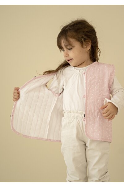 Kirazkids Pembe Nokta Desenli Bebek Yeleği