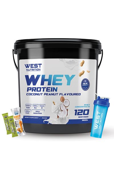 West Nutrition Whey Protein Powder 3600 Gr 120 Serving Coconut & Peanut