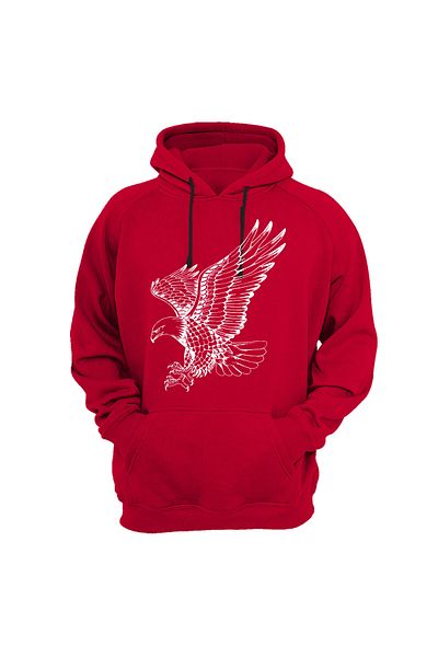 WİDİ Футболен суитшърт с принт Noble Eagle, стандартна кройка, 100% памучен червен