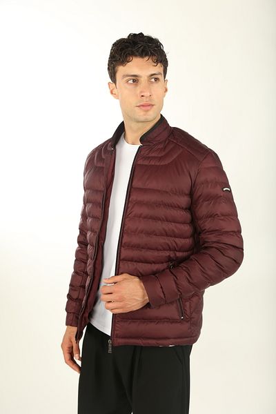 DAKSEL Brg Men's Burgundy Color Fiber Filled Jacket Windproof