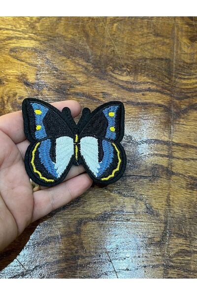Gönülden Tasarım GUMEĆI VEZ PLAVI LEPTIR AMBLEM 7X6 CM