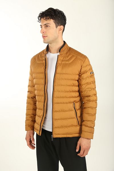 DAKSEL Brg Men's Mustard Color Fiber Filled Jacket Windproof