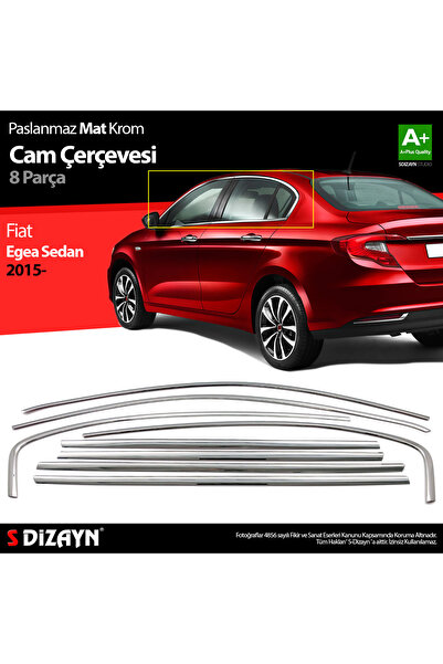 S Dizayn S-Dizayn Fiat Egea SD Krom Cam Çerçevesi 8 Prç. 2015 Üzeri (Mat Krom...