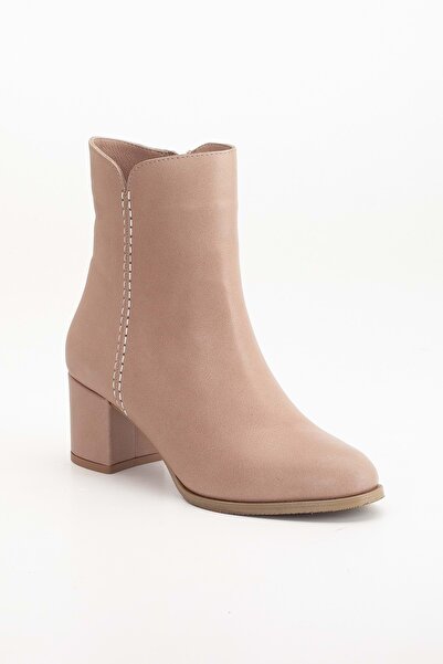 ANALİN SHOES Γυναικείες μπότες με τακούνι από γνήσιο δέρμα Stone Color