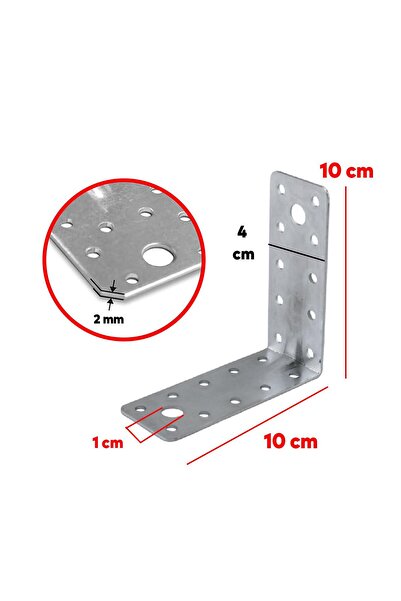 Badem10 Mobilya Dolap Duvar Sabitleme 10 ADET Metal Köşebent 100x100x40 Mm Bağlantı Aparatı L Demiri Gönye