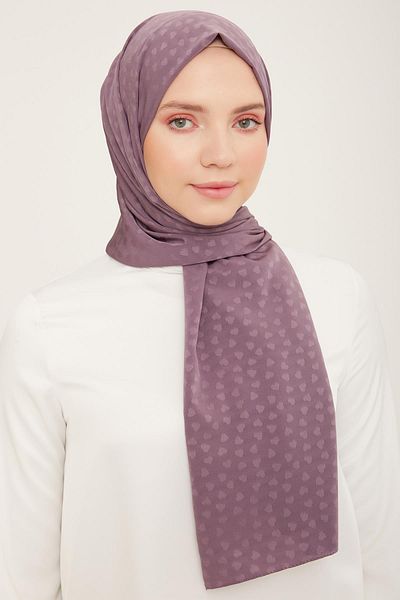 Armine Mother's Day Special Evening Dress Jacquard Heart Detailed Shawl Lavender Purple