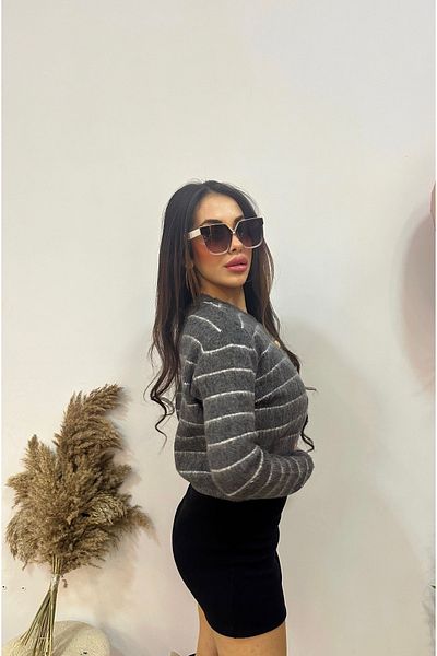 GİZONLY Striped Crop Cardigan
