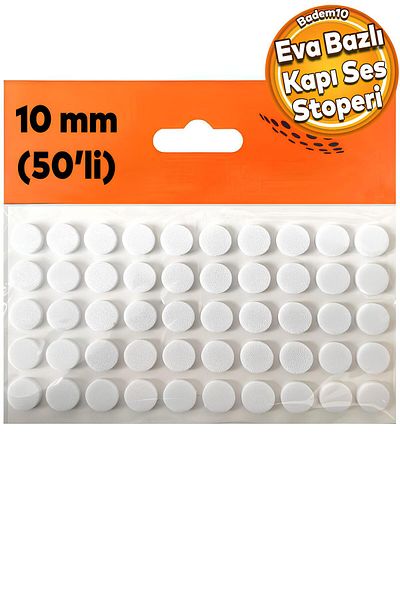 Badem10 Pachet de 50 de sertare adezive albe Eva pentru sertar pentru ușă, dop de sunet, tampon de protecție, blocare, cerc de 10 mm