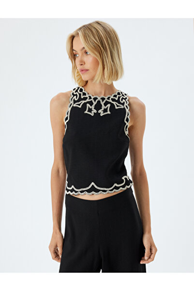 Koton ethnic Patterned Viscose Fabric - Crop Top, Crochet Detailed