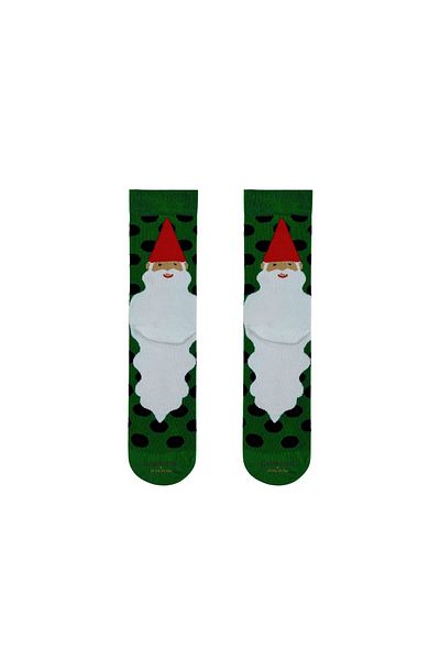 CARNAVAL SOCKS Чорап с шарка на Дядо Коледа в зелен цвят