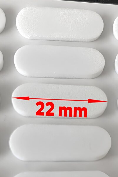 Badem10 30'lu Yapışkanlı Beyaz Eva Dolap Çekmece Kapağı Ses Stoperi Tamponu Koruyucu Engelleyici 22 mm Oval