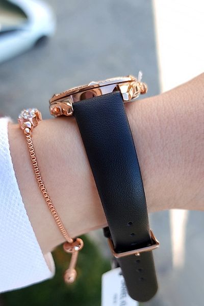 Daniel Klein New Model Black Rose Gold Women's Wristwatch with Stones