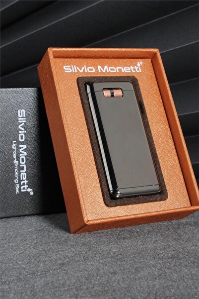 Silvio Monetti Siyah Renk Özel Tasarım Kapaklı Gazlı Çakmak 24CSM871MR01