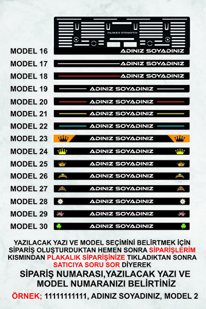 Parker Otomotiv Kişiye Özel Isimli Plakalık 2 Adet Her Araç Için Uygun Plakalık