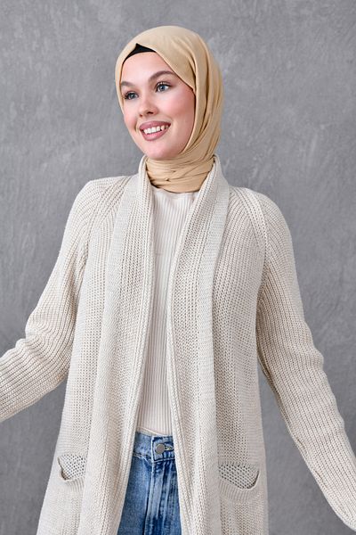 4S1B FASHION سترة صوفية طويلة من قماش التريكو الحجري بجيب مزدوج وياقة شال 5001