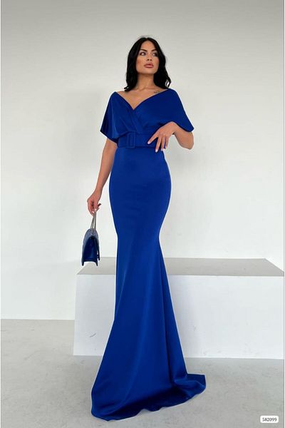 Secret Passion Lingerie Μπλε ελαστικό ύφασμα κατάδυσης Fish Cut Belted βραδινό φόρεμα και φόρεμα επιστροφής στο σπίτι 686 582099