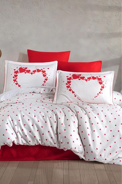 Hobby Set cuvertură dublă din satin de bumbac alb Amore