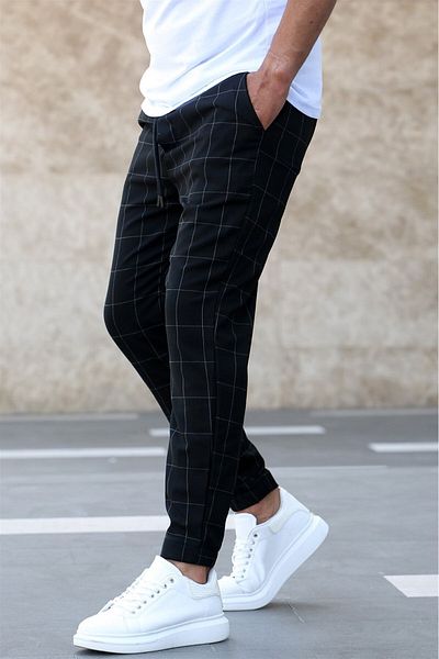 Madmext Karierte schwarze Jogginghose Mad4081