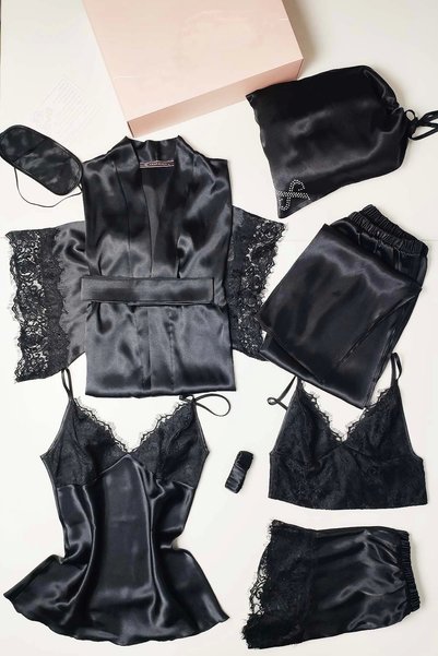 d Kit Boutique Kimono Satin Nightgown Dressing Gown Pajamas Set Shorts Set 8 Pieces Bridal Set