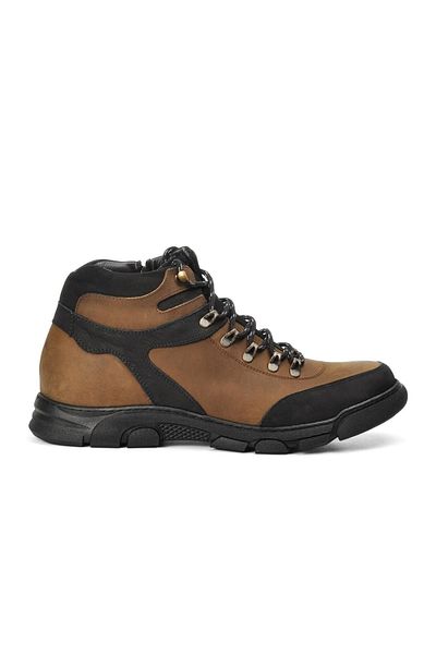 Tardelli 4351 Genuine Leather Sand-Black Color Top Quality Large Size Men's Boots