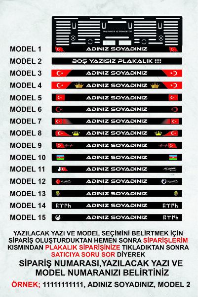 Parker Otomotiv Kişiye Özel Isimli Plakalık 2 Adet Her Araç Için Uygun Plakalık