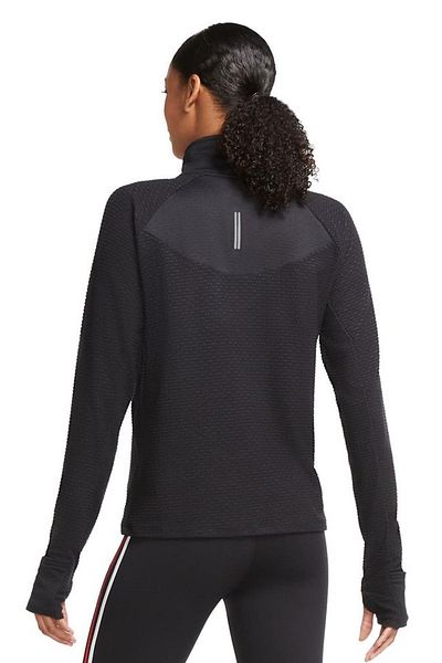 Nike Therma Dri-Fit Half Zipper Hand Protection Running Top Black