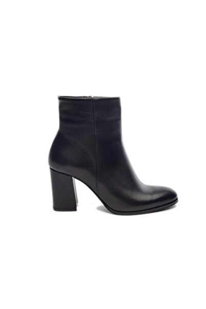 derinet Klasik Hakiki Deri Fermuarlı Topuklu Kadın Bot
