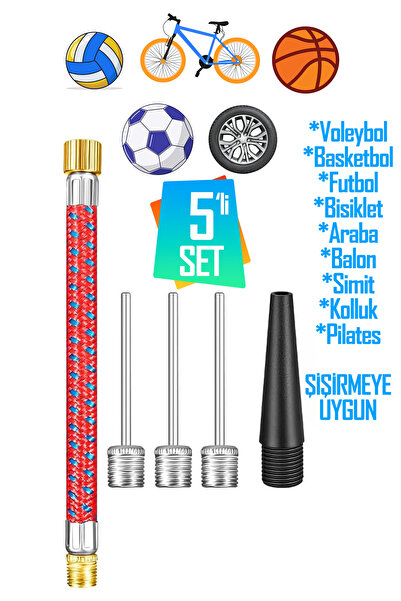 Telvesse 5'li SET Top Şişirme İğnesi Seti  Voleybol Basketbol Futbol Bisiklet...