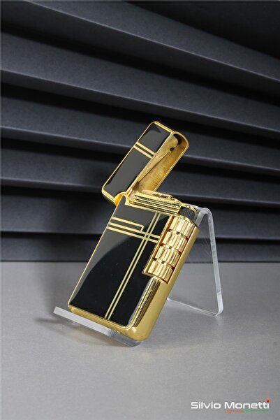 Silvio Monetti Siyah Özel Tasarım Kapaklı Model Gazlı Çakmak 24csm813btr03