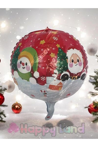 Happyland Christmas Santa and Snowman Pattern Round Foil Balloon 22Inch 55cm Christmas Balloon