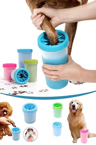 DEMİRHAN İTHALAT Küçük Irk Köpek & Kedi Pati Ayak Yıkama Kovası 9*11 cm Silikon Jel Fırçalı Pati Temizleme Bardak