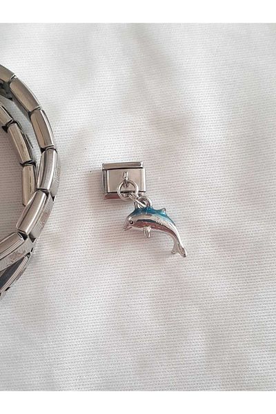 bijoux uniques Italian Charm with Steel Dolphin Figure