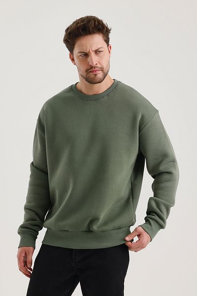 COMBİNE MİCHAİL Ανδρικό φούτερ Khaki Crew Neck Oversize Raster Basic