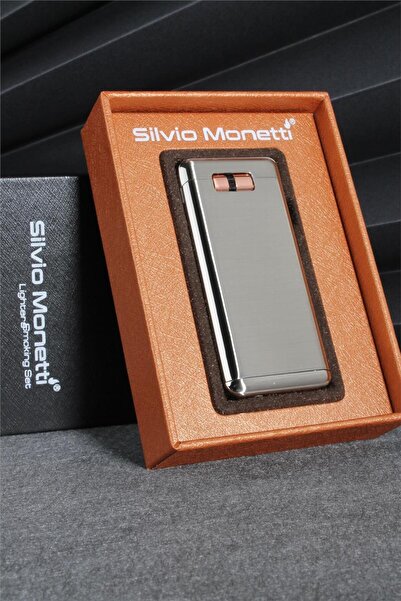 Silvio Monetti Gümüş Renk Özel Tasarım Kapaklı Gazlı Çakmak 24CSM871MR02