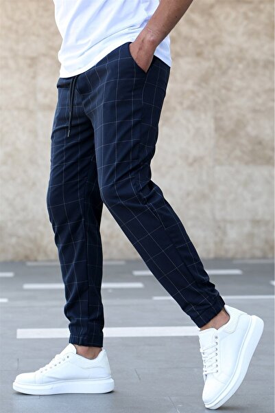 Madmext Ekoseli Lacivert Jogger Mad4081