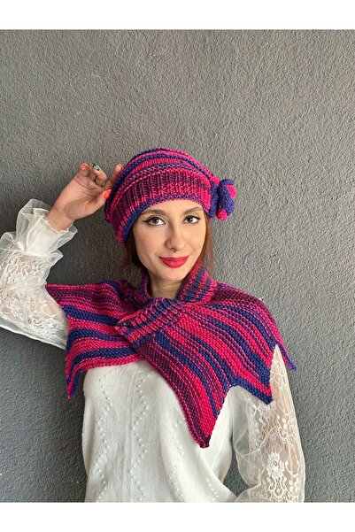 Gönülden Tasarım Рожеве жіноче плаття - комплект з капелюхом і шарфом з квітковим візерунком