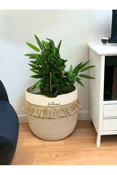 Bohemahomedecor Wicker Cotton Jute Basket Flower Pot Organizer Decorative Bas...