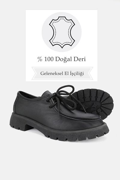 TUNAELLİ Pantofi Oxford cu șireturi din piele naturală neagră, mărimea 36-41
