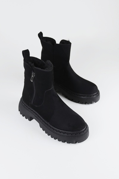 NiceDiffer Kadın rengi Hafif Tabanlı Farmuarlı Süet Kürüklü Düz Bot