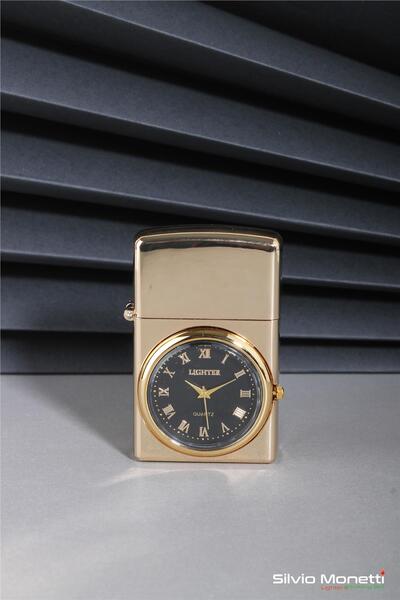 Silvio Monetti Altın Özel Tasarım Kapaklı Saatli Model Gazlı Çakmak 24CSM808B...